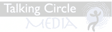 Talking Circle Media logo faded white.
