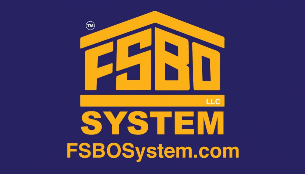 Graphic arts sample FSBO System Logo color gold silhouette with dark background.