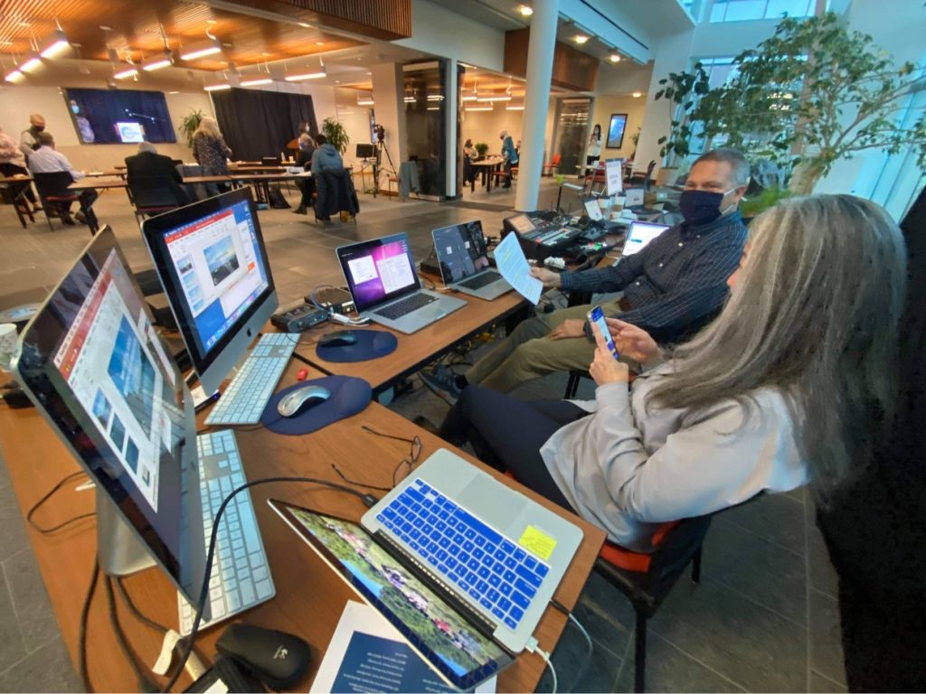 Control room setup for live streaming broadcast & digital recording conference room location.